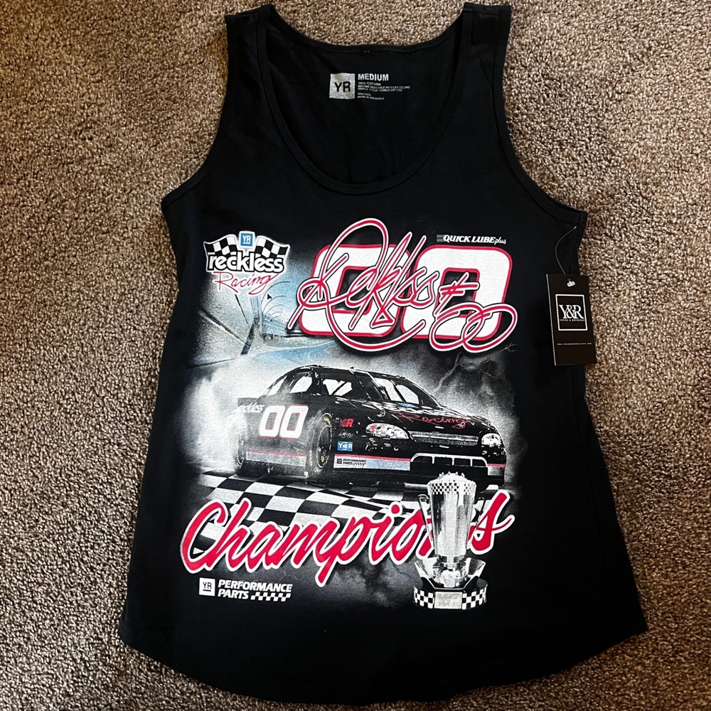 Young‎ & Reckless Racing Graphic Tank Top Sleeveless Womens Black Medium